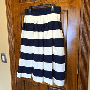 eShakti Pleated Striped Skirt With Pockets NWOT Large 12